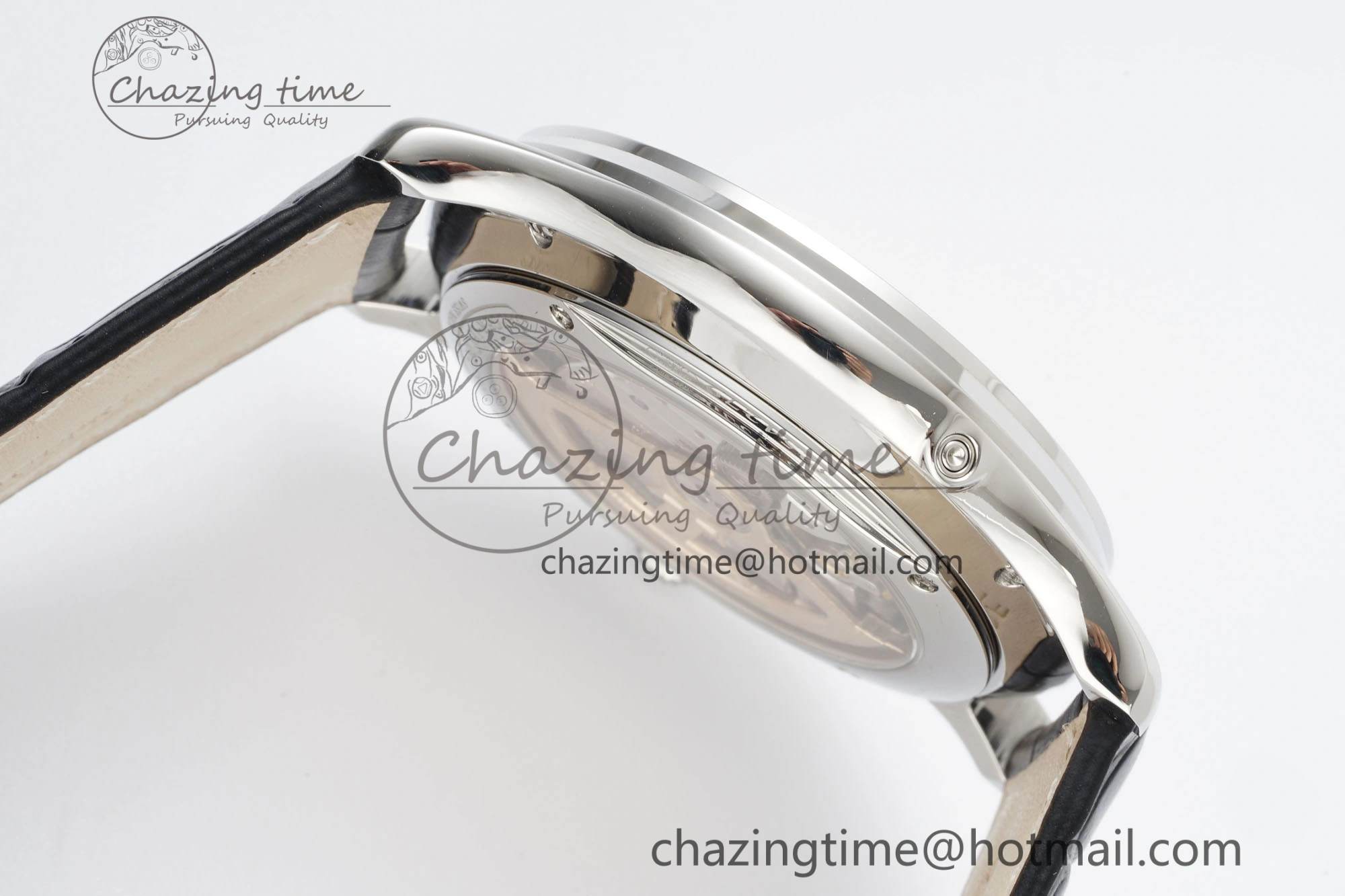 Master Ultra Thin Moon 1368420 SS ZF 1:1 Best Edition White Dial on Black Leather Strap V2 SA925 Super Clone