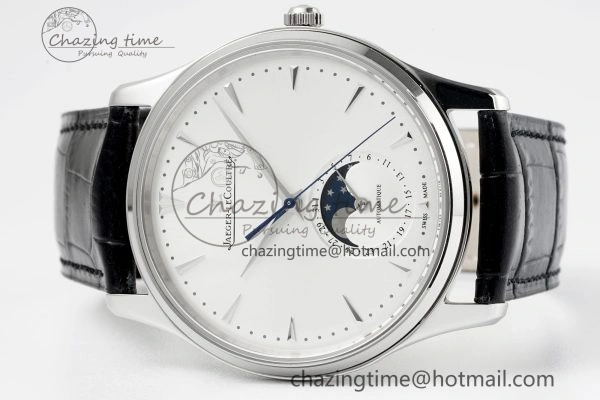 Master Ultra Thin Moon 1368420 SS ZF 1:1 Best Edition White Dial on Black Leather Strap V2 SA925 Super Clone