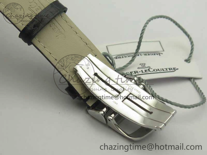 Master Ultra Thin Moon 1368470 SS ZF 1:1 Best Edition Black Dial On Black Leather Strap A925