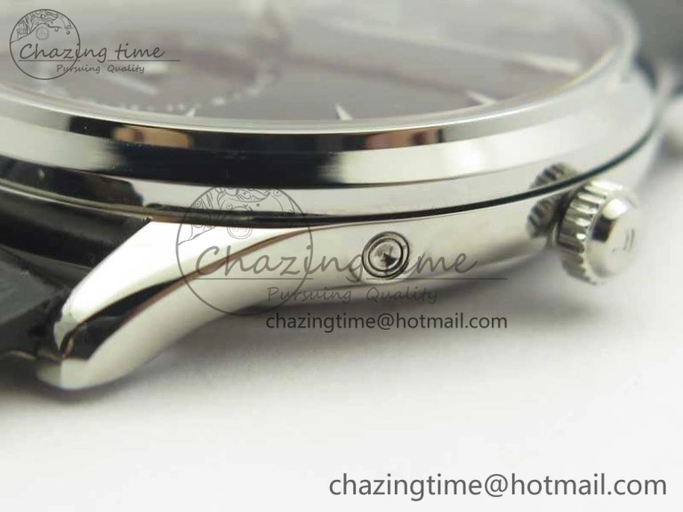 Master Ultra Thin Moon 1368470 SS ZF 1:1 Best Edition Black Dial On Black Leather Strap A925