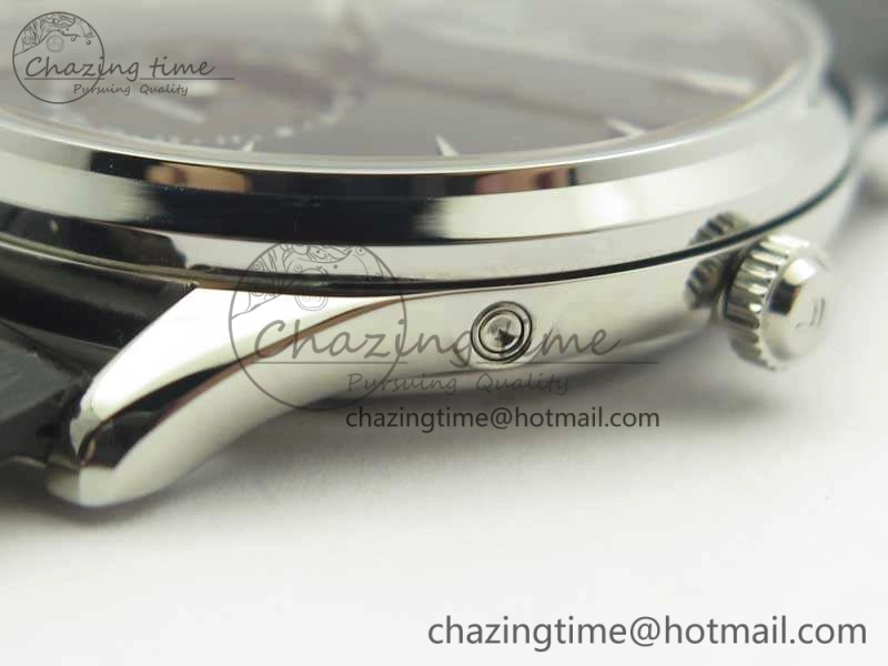 Master Ultra Thin Moon 1368470 SS ZF 1:1 Best Edition Black Dial On Black Leather Strap A925