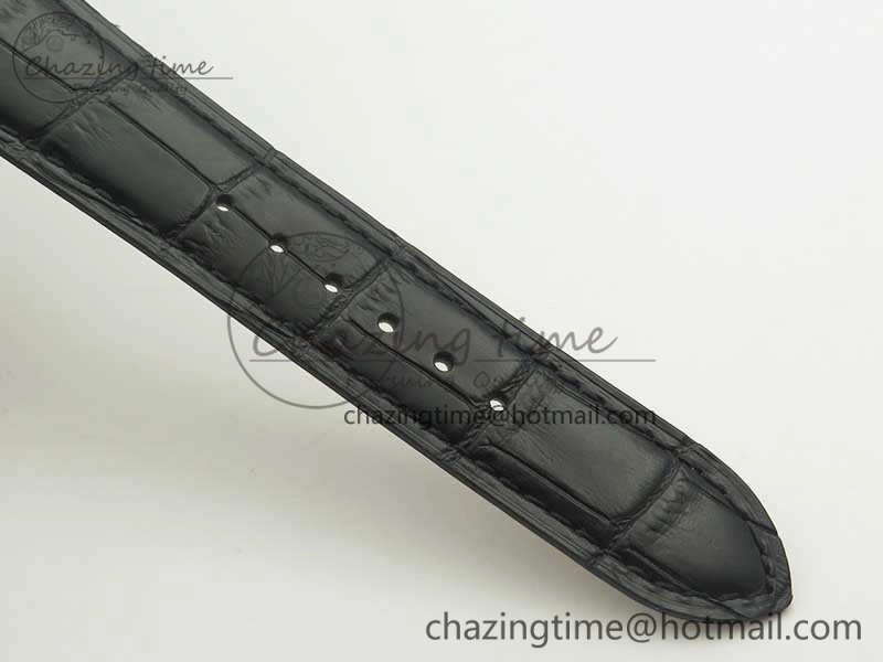 Master Ultra Thin Moon SS ZF 1:1 Best Edition Silver Dial On Black Leather Strap A925