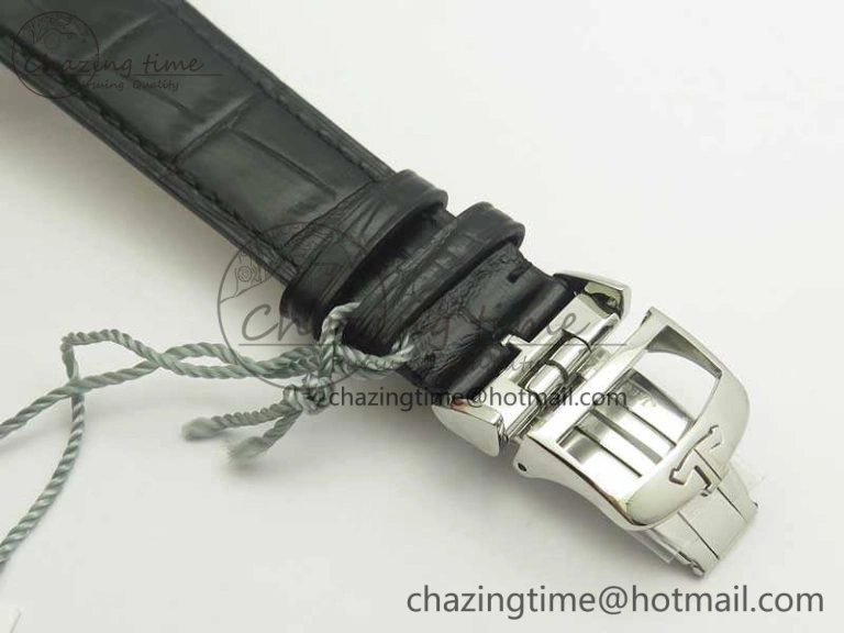 Master Ultra Thin Moon SS ZF 1:1 Best Edition Silver Dial On Black Leather Strap A925