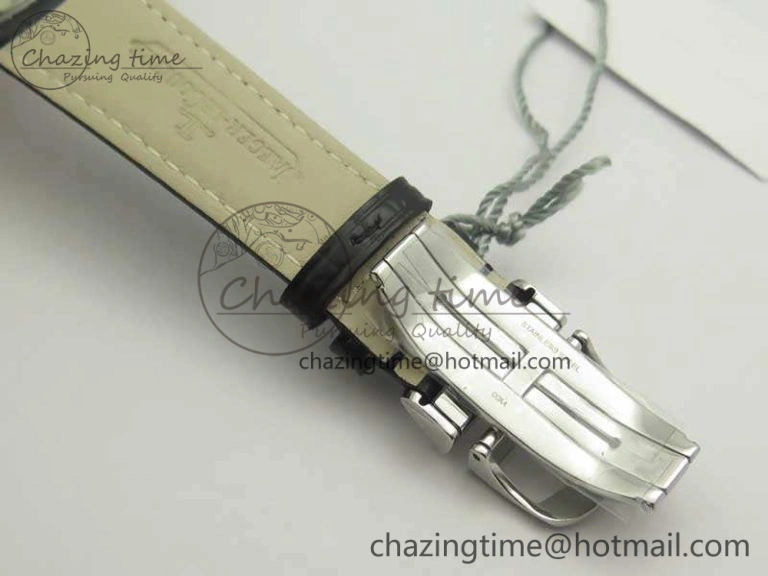 Master Ultra Thin Moon SS ZF 1:1 Best Edition Silver Dial On Black Leather Strap A925