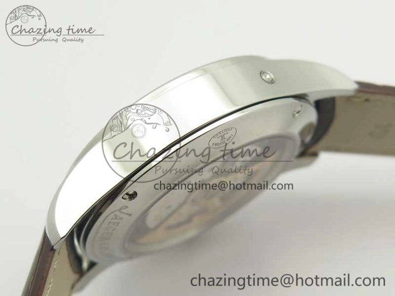 Master Ultra Thin Moonphase Day Date Month SS OMF 1:1 Best Edition Silver Dial on Black Leather Strap A866