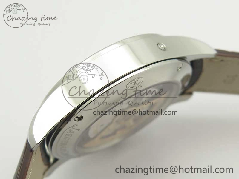 Master Ultra Thin Moonphase Day Date Month SS OMF 1:1 Best Edition Silver Dial on Black Leather Strap A866