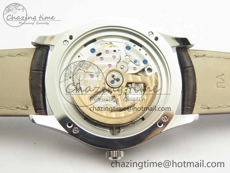 Master Ultra Thin Moonphase Day Date Month SS OMF 1:1 Best Edition Silver Dial on Black Leather Strap A866