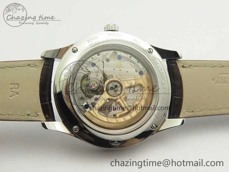 Master Ultra Thin Moonphase Day Date Month SS OMF 1:1 Best Edition Silver Dial on Black Leather Strap A866