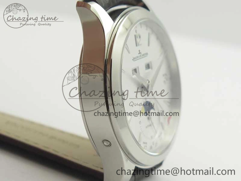Master Ultra Thin Moonphase Day Date Month SS OMF 1:1 Best Edition Silver Dial on Black Leather Strap A866