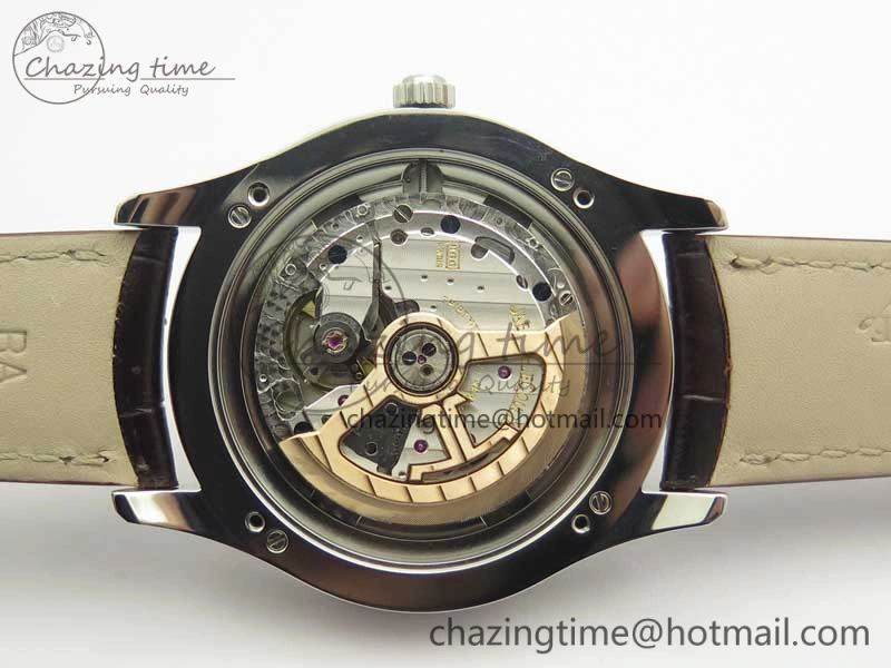 Master Ultra Thin Moonphase Day Date Month SS OMF 1:1 Best Edition Silver Dial on Black Leather Strap A866