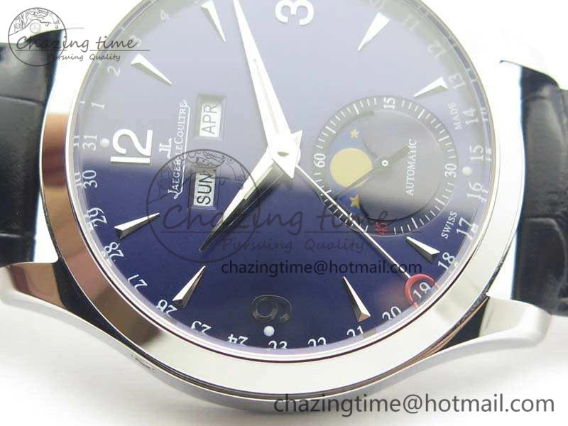 Master Ultra Thin Moonphase SS KMF Blue Dial On Leather Strap A866