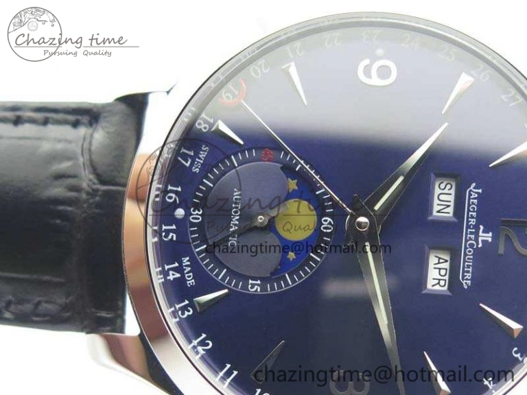 Master Ultra Thin Moonphase SS KMF Blue Dial On Leather Strap A866