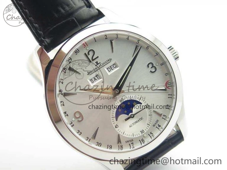 Master Ultra Thin Moonphase SS KMF Silver Dial On Leather Strap A866