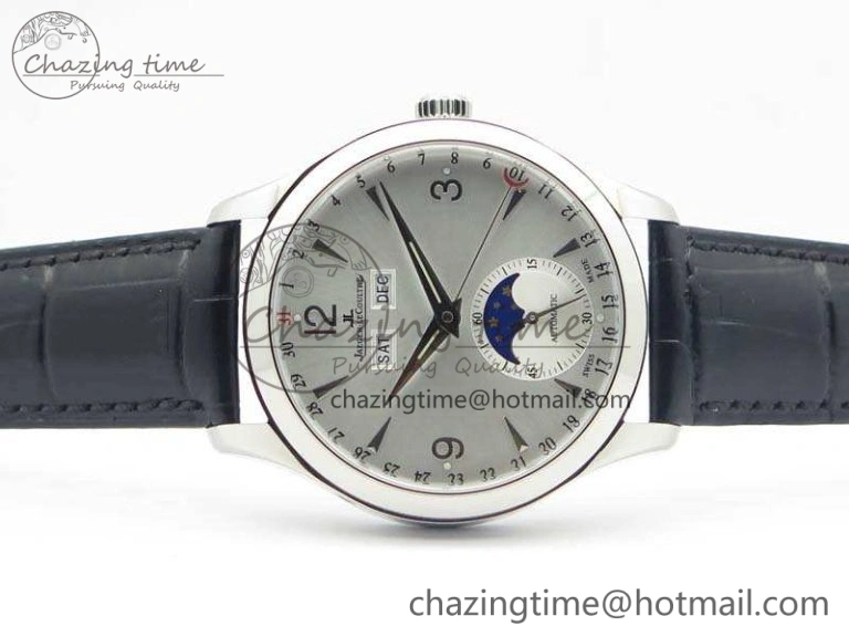 Master Ultra Thin Moonphase SS KMF Silver Dial On Leather Strap A866