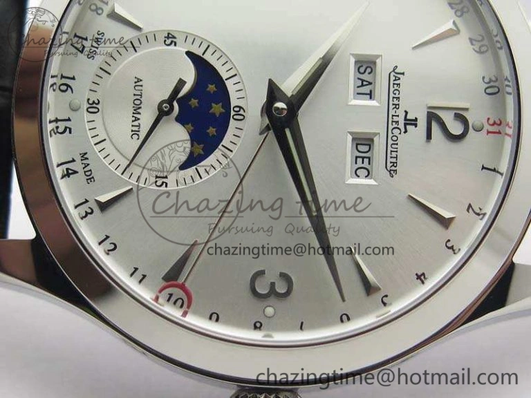 Master Ultra Thin Moonphase SS KMF Silver Dial On Leather Strap A866