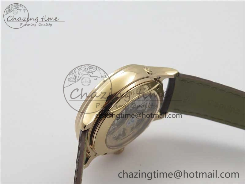 Master Ultra Thin Perpetual Calendar RG V9F 1:1 Best Edition White Dial on Brown Leather Strap A868