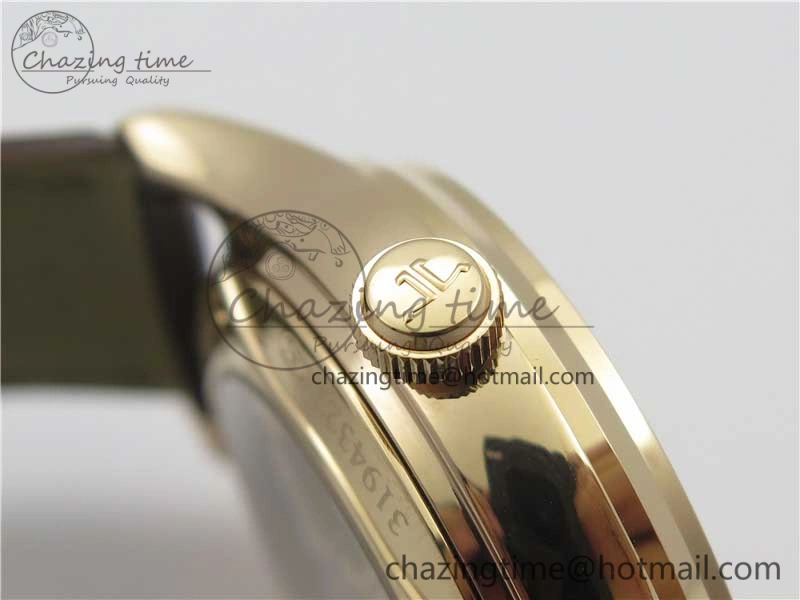 Master Ultra Thin Perpetual Calendar RG V9F 1:1 Best Edition White Dial on Brown Leather Strap A868
