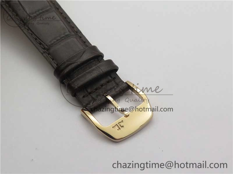 Master Ultra Thin Perpetual Calendar RG V9F 1:1 Best Edition White Dial on Brown Leather Strap A868