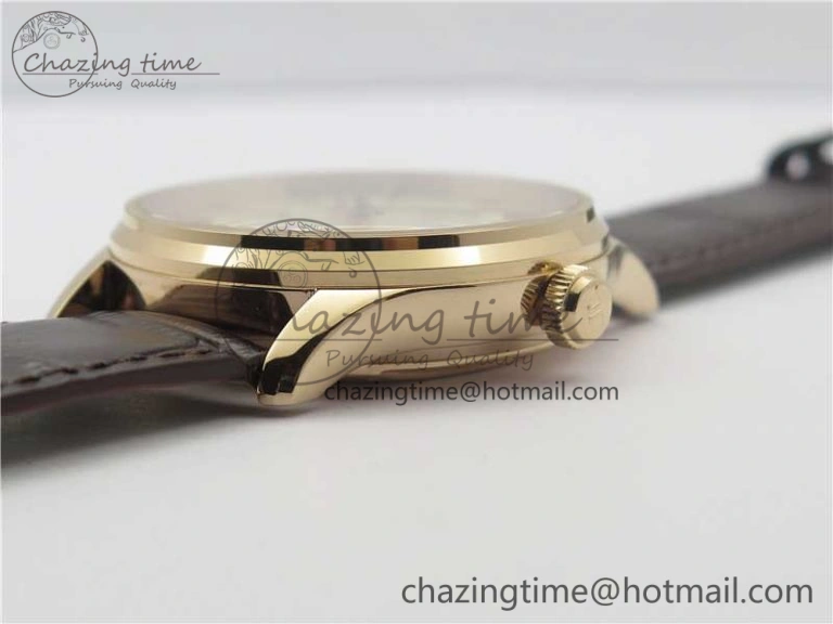Master Ultra Thin Perpetual Calendar RG V9F 1:1 Best Edition White Dial on Brown Leather Strap A868