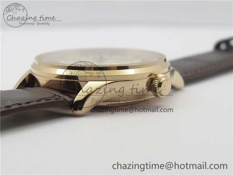 Master Ultra Thin Perpetual Calendar RG V9F 1:1 Best Edition White Dial on Brown Leather Strap A868