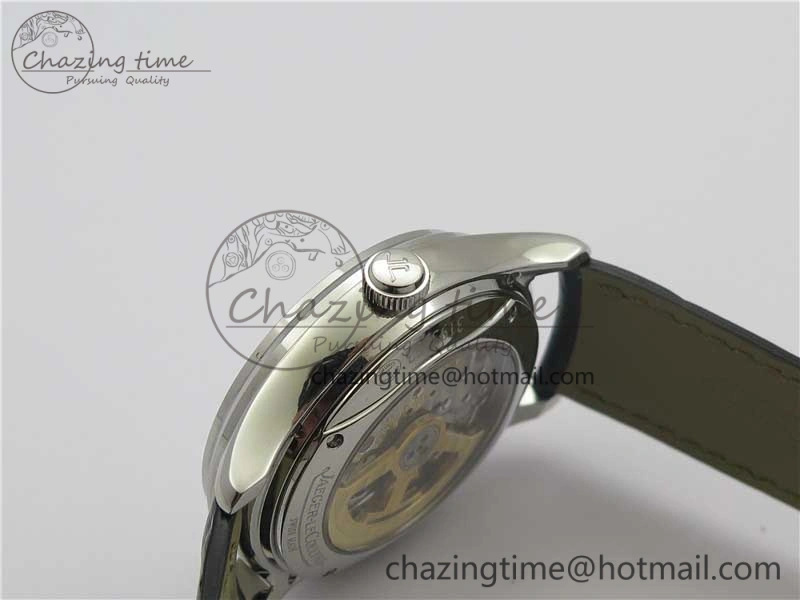 Master Ultra Thin Perpetual Calendar SS V9F 1:1 Best Edition White Dial on Black Leather Strap A868