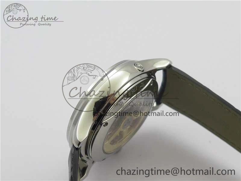 Master Ultra Thin Perpetual Calendar SS V9F 1:1 Best Edition White Dial on Black Leather Strap A868