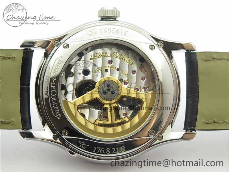 Master Ultra Thin Perpetual Calendar SS V9F 1:1 Best Edition White Dial on Black Leather Strap A868
