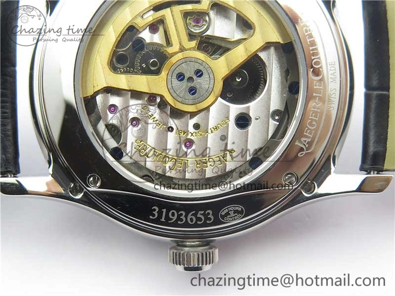 Master Ultra Thin Perpetual Calendar SS V9F 1:1 Best Edition White Dial on Black Leather Strap A868