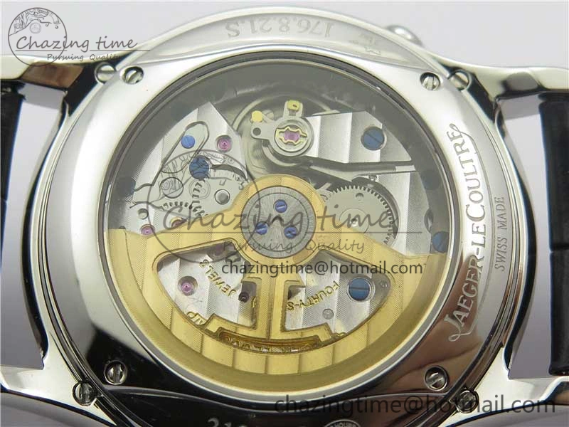 Master Ultra Thin Perpetual Calendar SS V9F 1:1 Best Edition White Dial on Black Leather Strap A868