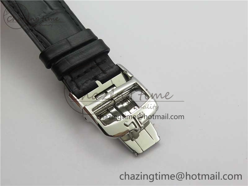 Master Ultra Thin Perpetual Calendar SS V9F 1:1 Best Edition White Dial on Black Leather Strap A868