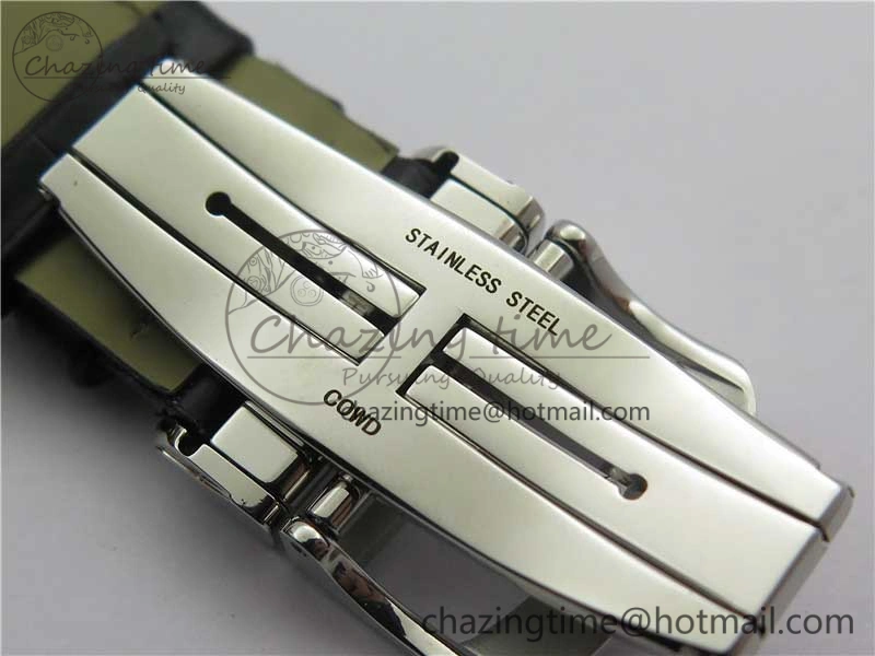 Master Ultra Thin Perpetual Calendar SS V9F 1:1 Best Edition White Dial on Black Leather Strap A868
