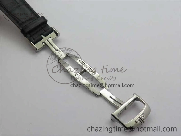 Master Ultra Thin Perpetual Calendar SS V9F 1:1 Best Edition White Dial on Black Leather Strap A868