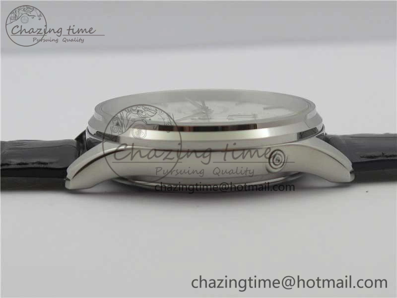 Master Ultra Thin Perpetual Calendar SS V9F 1:1 Best Edition White Dial on Black Leather Strap A868