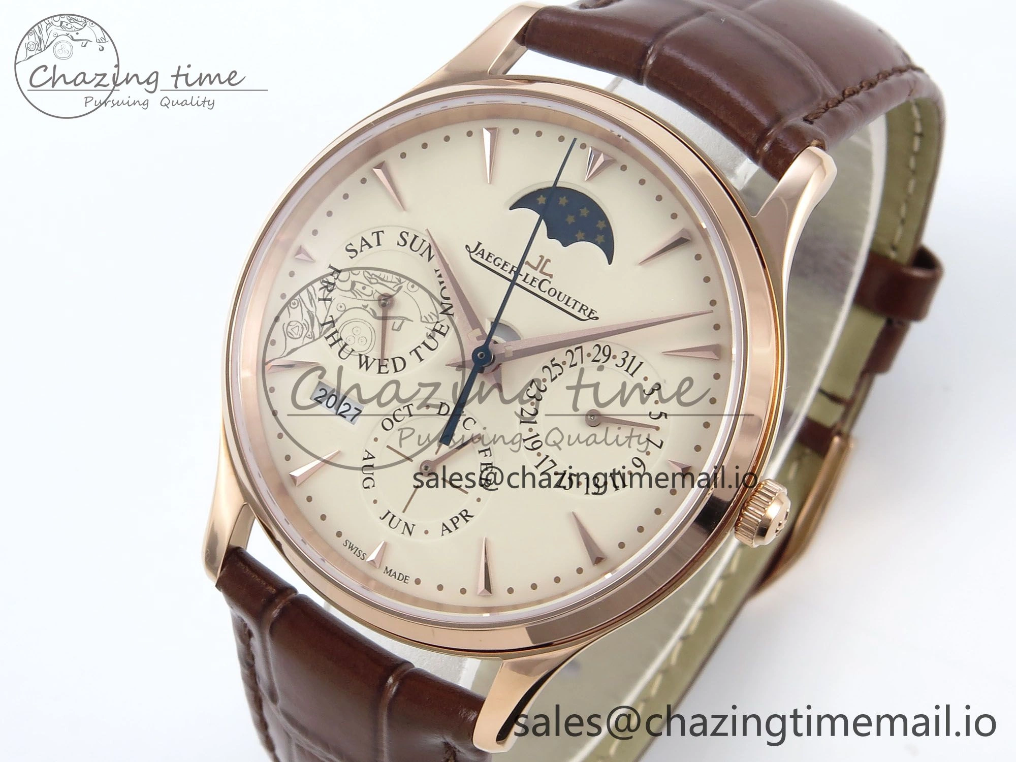 Master Ultra Thin Pert RG VRF 1:1 Best Edition White Dial on Brown Leather Strap MY9015 Mod