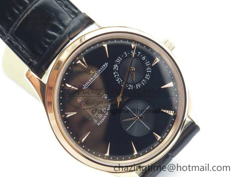 Master Ultra Thin Reserve de Marche RG 3AF Best Edition Black Dial On Black Leather Strap A938