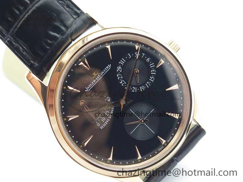 Master Ultra Thin Reserve de Marche RG 3AF Best Edition Black Dial On Black Leather Strap A938