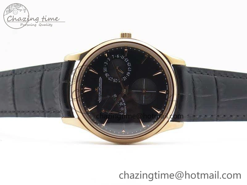 Master Ultra Thin Reserve de Marche RG 3AF Best Edition Black Dial On Black Leather Strap A938