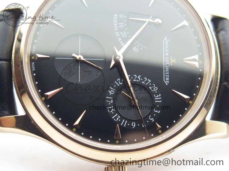 Master Ultra Thin Reserve de Marche RG 3AF Best Edition Black Dial On Black Leather Strap A938