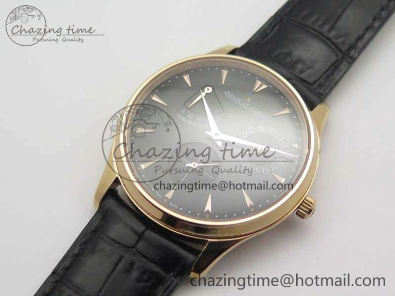 Master Ultra Thin Reserve de Marche RG 3AF Best Edition Black Dial On Black Leather Strap A938