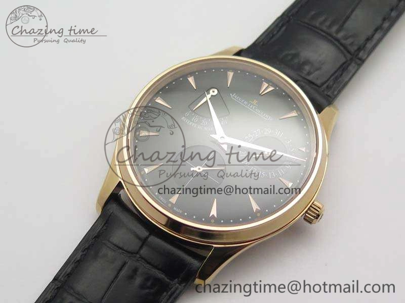 Master Ultra Thin Reserve de Marche RG 3AF Best Edition Black Dial On Black Leather Strap A938