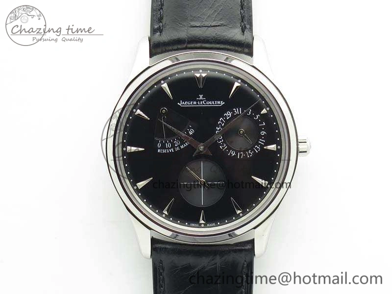 Master Ultra Thin Reserve de Marche SS 3AF Best Edition Black Dial On Black Leather Strap A938