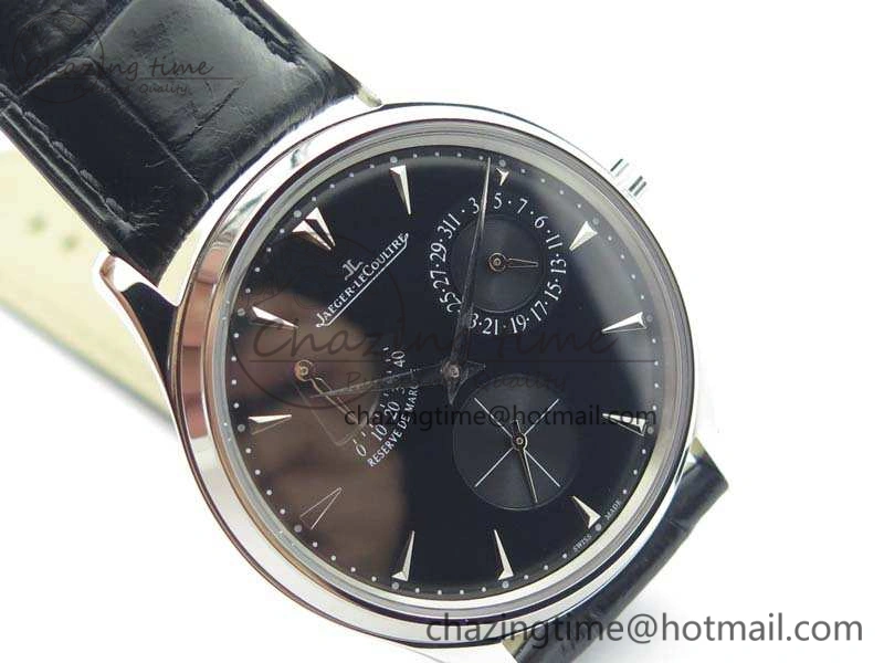 Master Ultra Thin Reserve de Marche SS 3AF Best Edition Black Dial On Black Leather Strap A938
