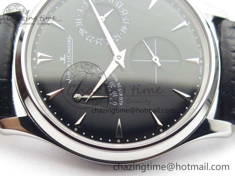 Master Ultra Thin Reserve de Marche SS 3AF Best Edition Black Dial On Black Leather Strap A938