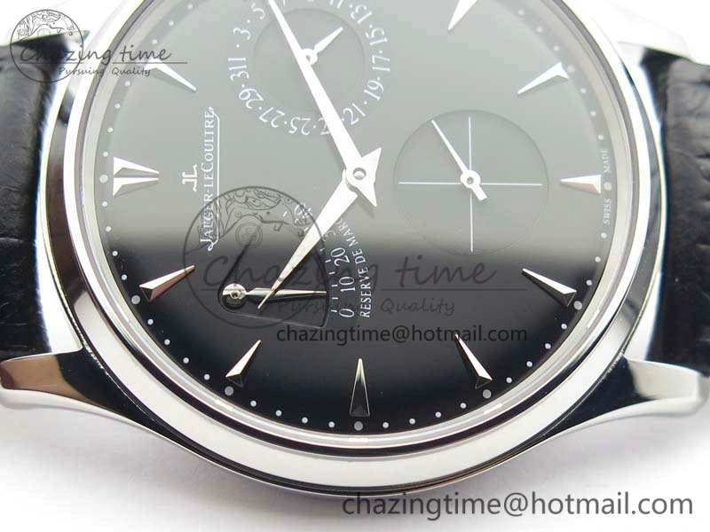 Master Ultra Thin Reserve de Marche SS 3AF Best Edition Black Dial On Black Leather Strap A938