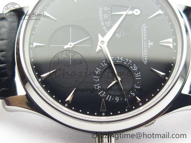 Master Ultra Thin Reserve de Marche SS 3AF Best Edition Black Dial On Black Leather Strap A938