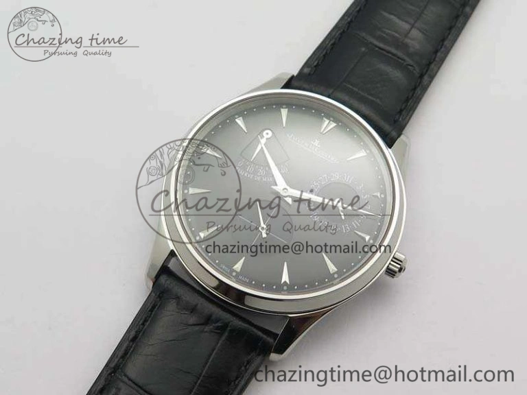 Master Ultra Thin Reserve de Marche SS 3AF Best Edition Black Dial On Black Leather Strap A938