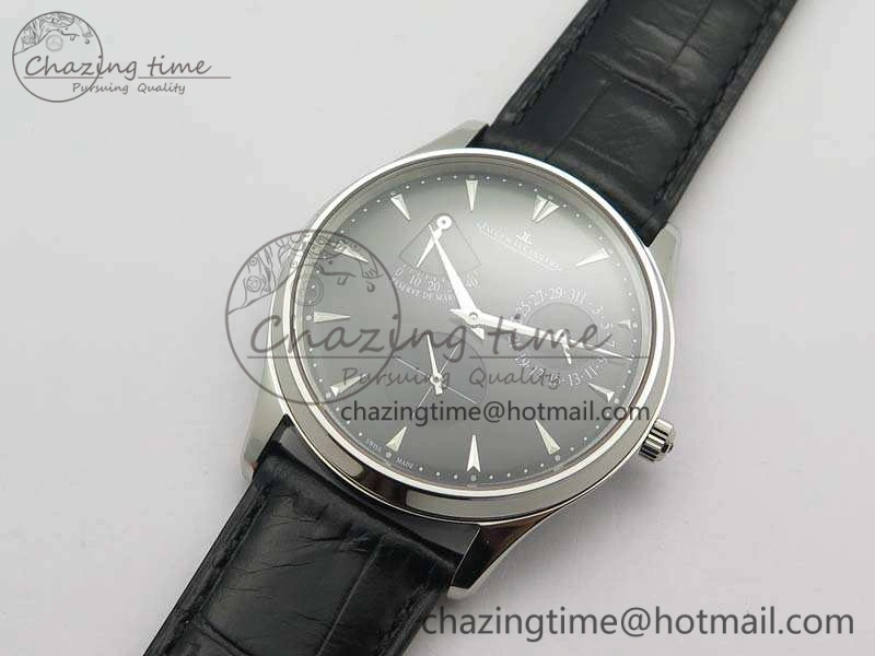 Master Ultra Thin Reserve de Marche SS 3AF Best Edition Black Dial On Black Leather Strap A938