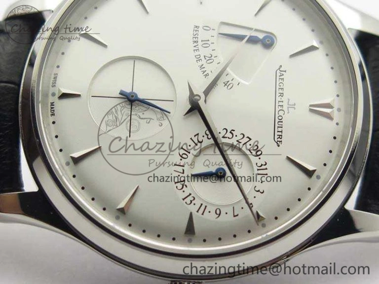 Master Ultra Thin Reserve de Marche SS 3AF Best Edition White Dial On Black Leather Strap A938