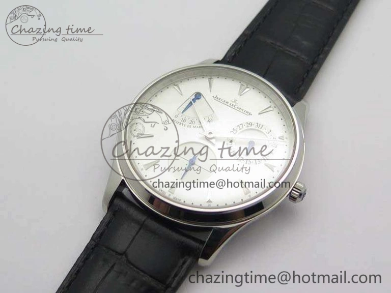Master Ultra Thin Reserve de Marche SS 3AF Best Edition White Dial On Black Leather Strap A938
