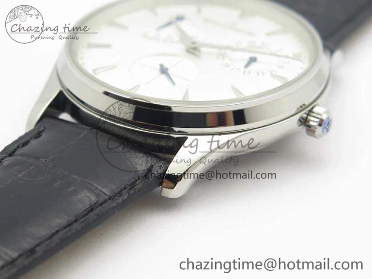 Master Ultra Thin Reserve de Marche SS 3AF Best Edition White Dial On Black Leather Strap A938